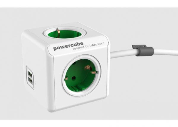 Allocacoc Pikendusjuhe PowerCube 1,5m USB, Green
