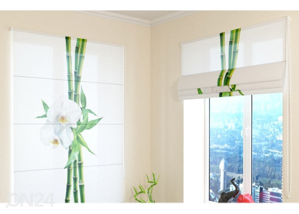 Poolläbipaistev Rooma kardin Bamboo and white orchid 1