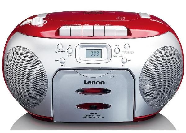 CD-raadio kassetimängijaga Lenco, punane