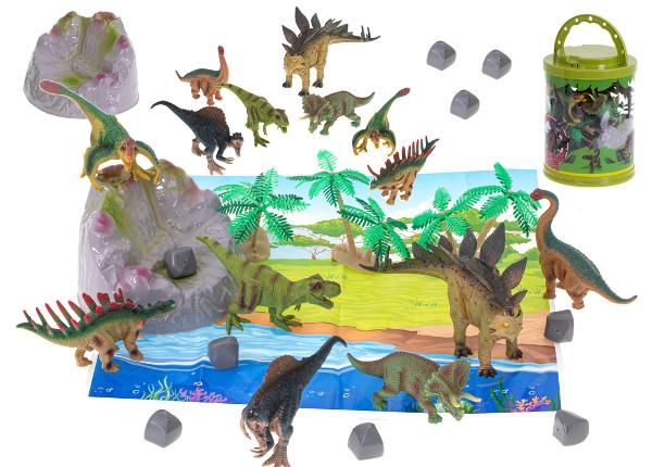 Dinosauruste figuurid 7 tk + matt ja tarvikute komplekt