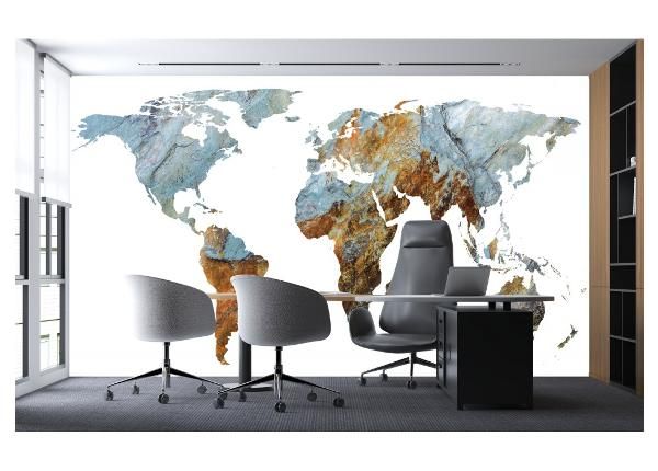 Fototapeet Rock Textured World Map on the White Background 358x254 cm
