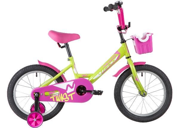 Laste jalgratas 16" TWIST Novatrack roheline/roosa
