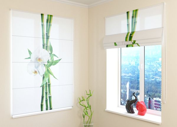 Poolpimendav Rooma kardin Bamboo and white orchid 1, 160x180 cm
