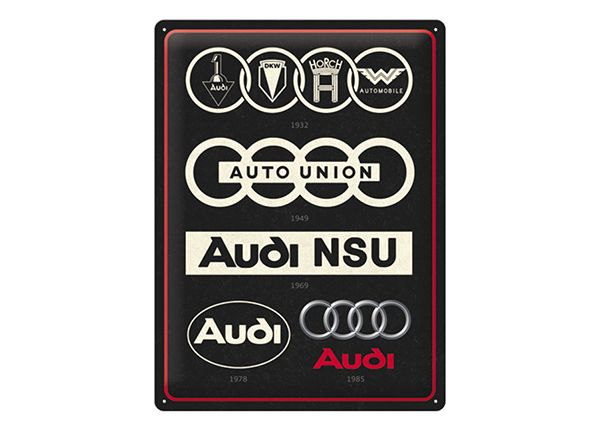 Retro metallposter Audi - Logo Evolution 30x40 cm