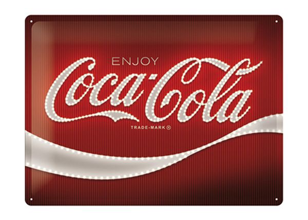 Retro metallposter Coca-Cola - Logo Red Lights 30x40 cm