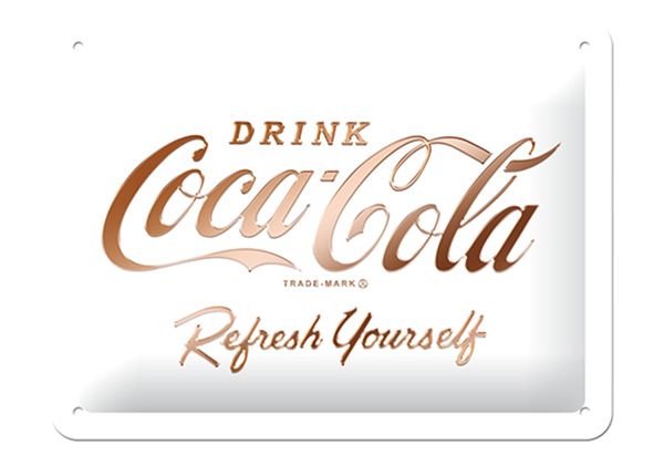 Retro metallposter Coca-Cola logo, valge 15x20 cm