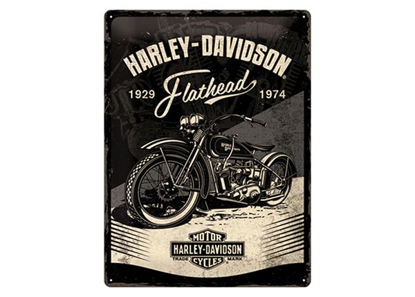 Retro metallposter Harley-Davidson - Flathead Black 30x40 cm