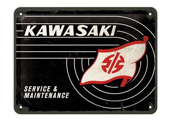 Retro metallposter Kawasaki Service & Maintenance 15x20 cm