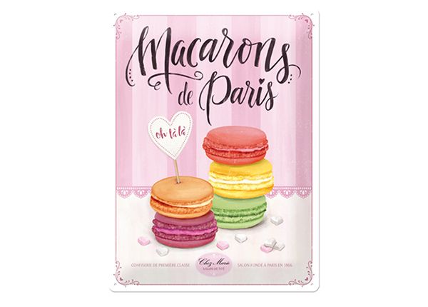 Retro metallposter Macarons de Paris 30x40 cm