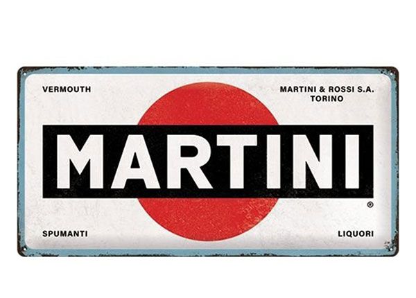 Retro metallposter Martini - Logo White 25x50 cm
