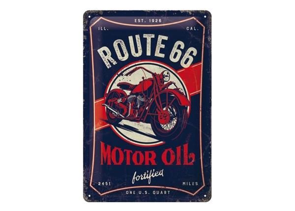 Retro metallposter Route 66 Motor Oil 20x30 cm