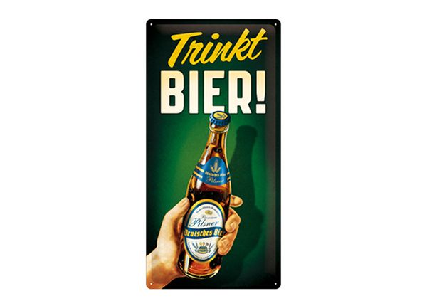 Retro metallposter Trinkt Bier! 25x50 cm