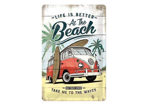 Retro metallposter VW Bulli life is Better At The Beach 20x30 cm