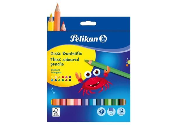 Värvipliiats 12 värvi Pelikan + teritaja