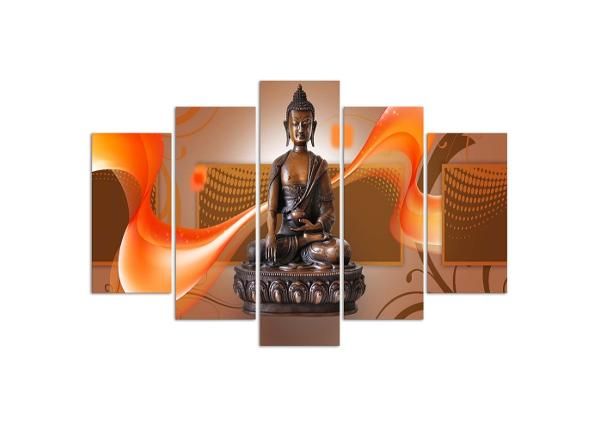 Viieosaline seinapilt Buddha on abstract background 100x70 cm