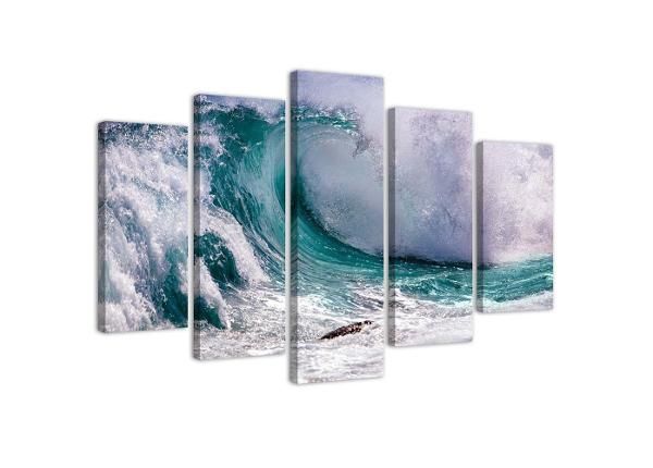 Viieosaline seinapilt Foaming Wave 100x70 cm