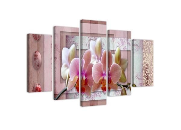 Viieosaline seinapilt Pink Orchid 100x70 cm