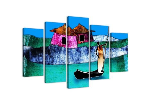 Viieosaline seinapilt Woman in a Boat 100x70 cm