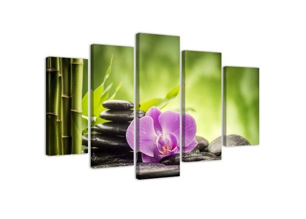 Viieosaline seinapilt Zen composition with stones and orchid