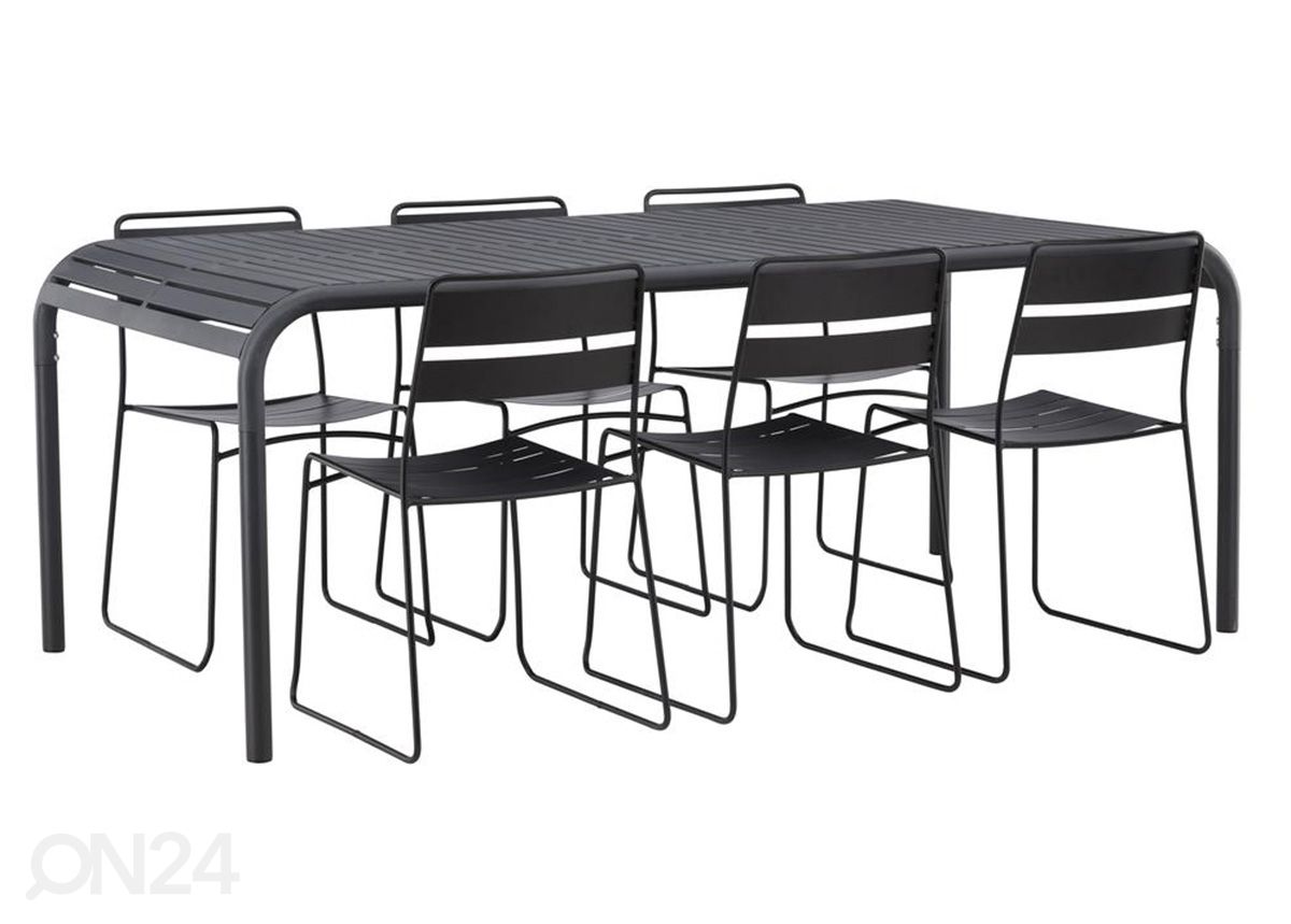 Aiamööbli komplekt Borneo laud ja 6 tooli suurendatud