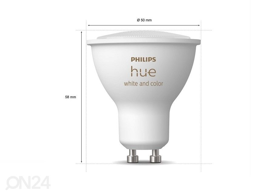 Hue White and Color ambiance elektripirn GU10 5,7 W suurendatud