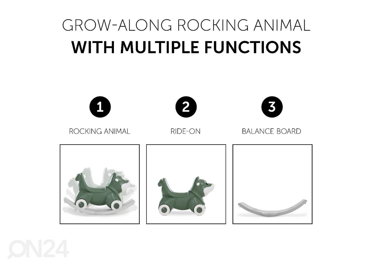Kiikloom-jooksuratas 3-in1 Hauck Toys 1st Rocker Fox roheline suurendatud