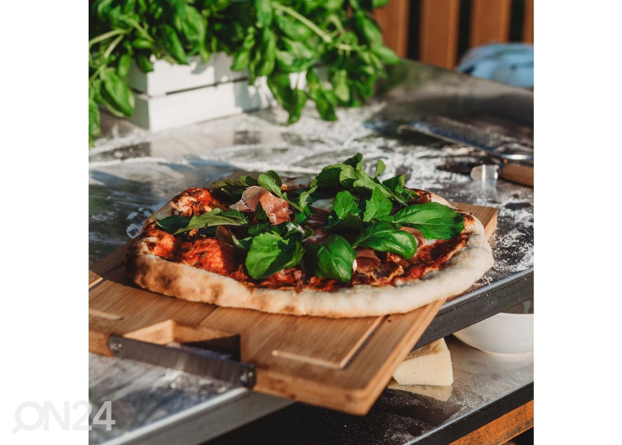 Puuküttega pitsaahi Pizzo-Inox suurendatud