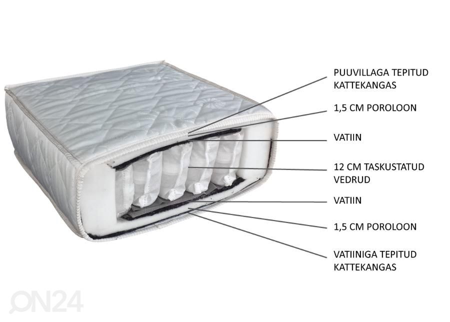 Vedrumadrats Inter Pocket 100x200 cm, aloe vera kangas suurendatud