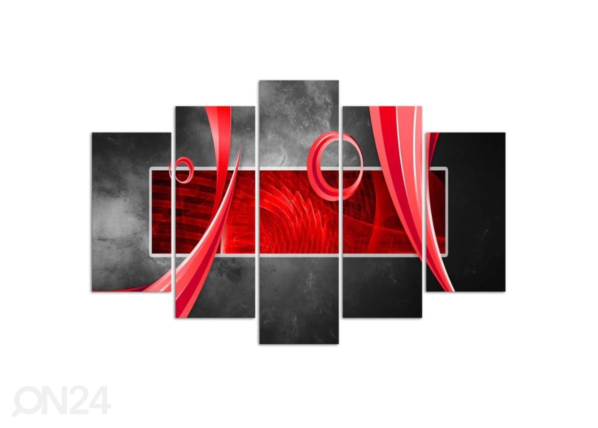 Viieosaline seinapilt Abstract Red Rectangle 100x70 cm suurendatud