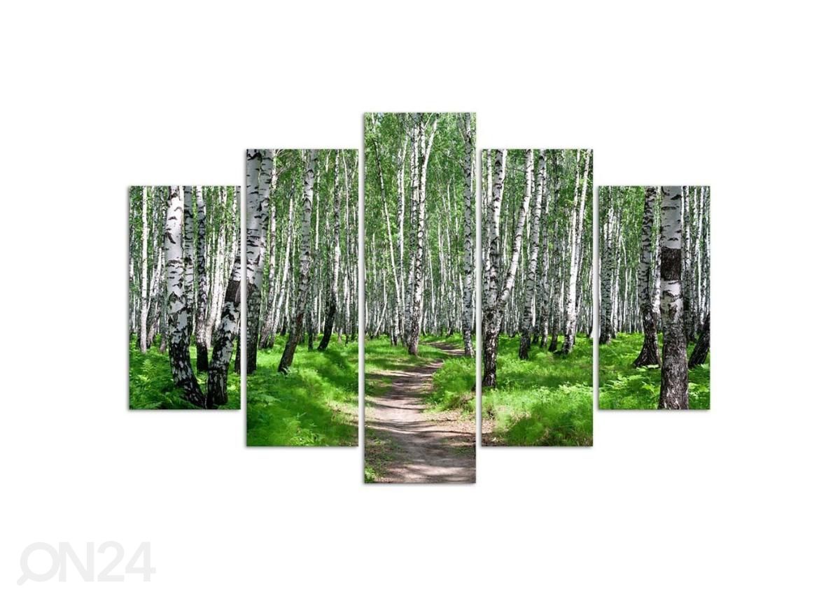 Viieosaline seinapilt Birch forest 100x70 cm suurendatud