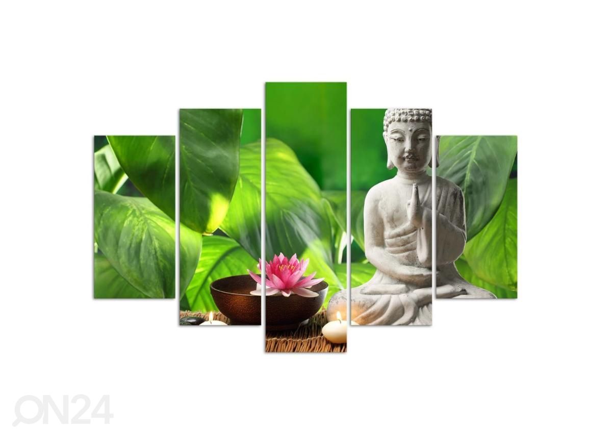Viieosaline seinapilt Buddha among plants 100x70 cm suurendatud