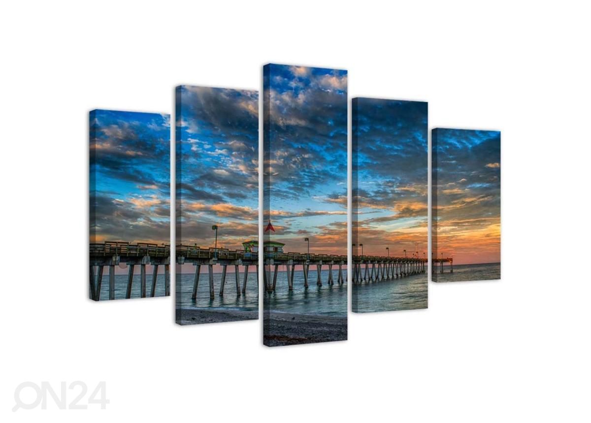 Viieosaline seinapilt Sunset on the Pier 100x70 cm suurendatud