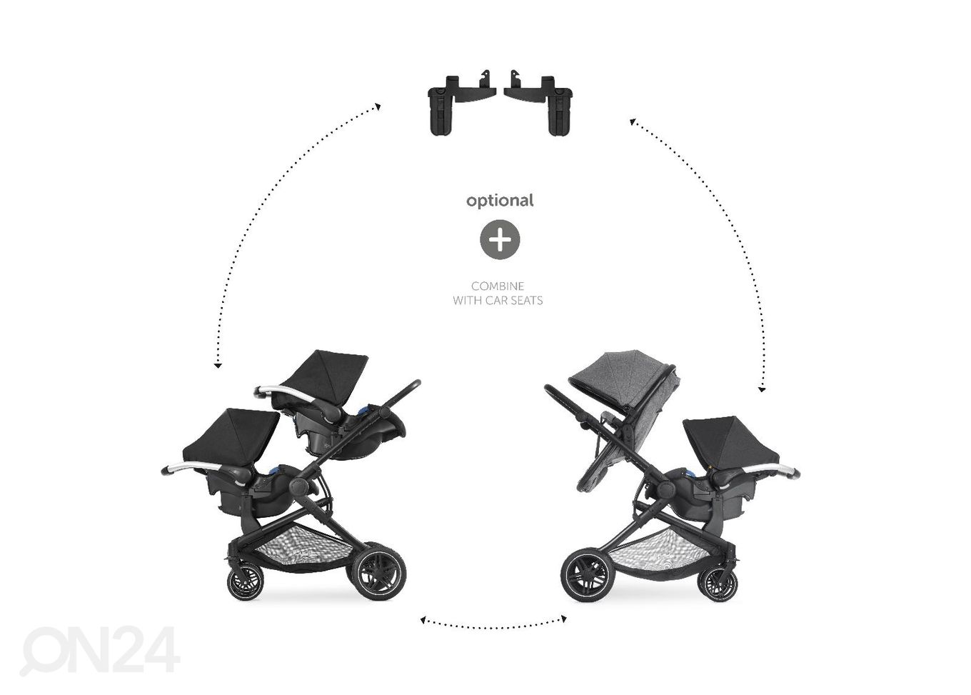 Adapter turvahällile Hauck Comfort Fix / Select Baby + Atlantic Twin suurendatud