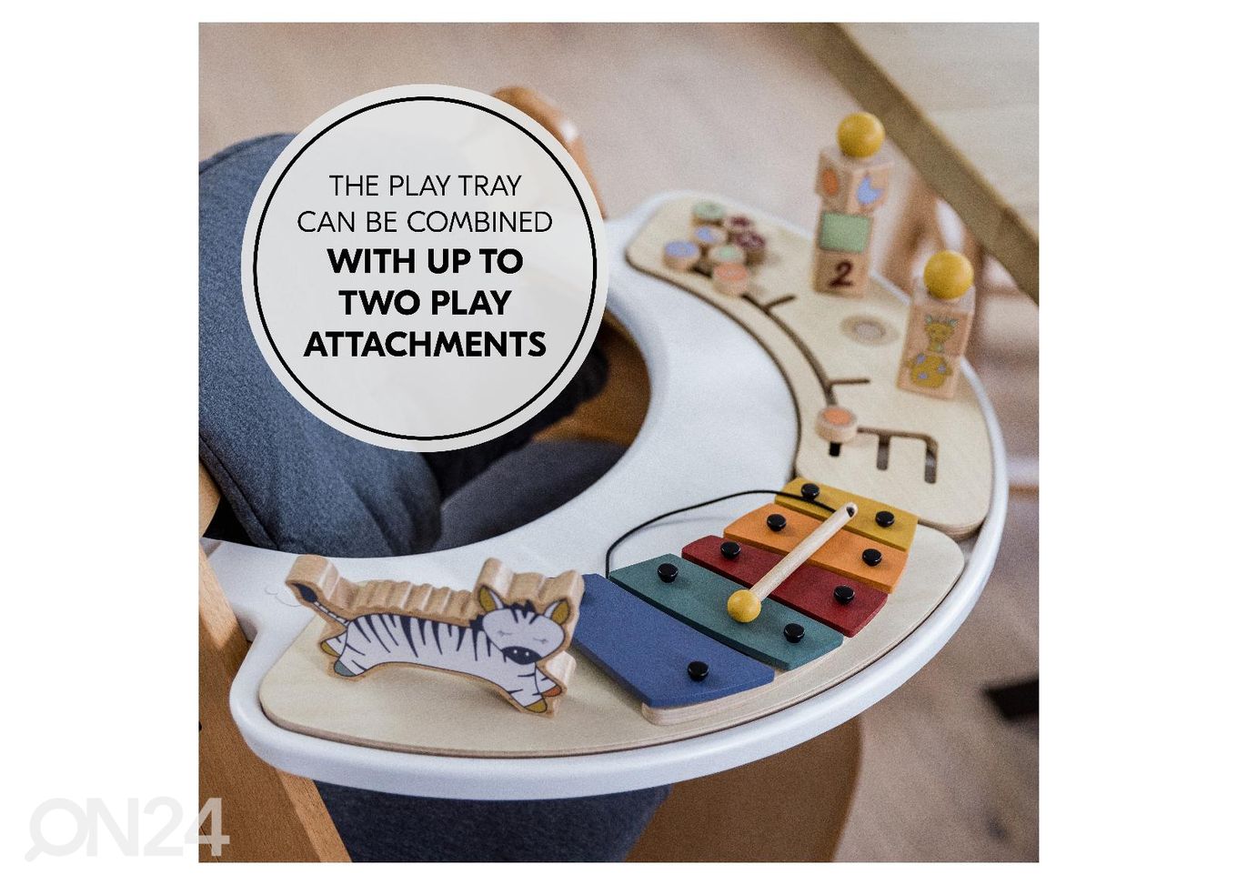 Hauck söötmistooli Play Tray kandik koos mänguasjaga Sorteerimismäng Kaelkirjak suurendatud