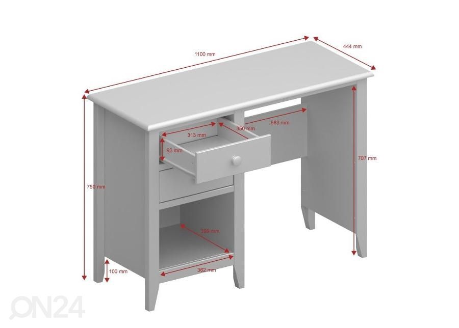 Kirjutuslaud / tualettlaud Heston 110 cm suurendatud