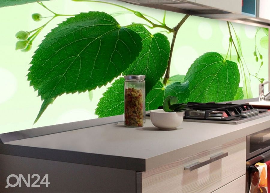 Köögi tagasein Green leaves 180x60 cm suurendatud