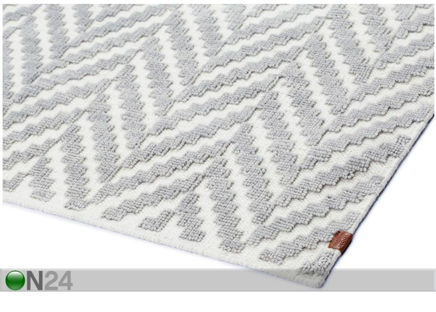 Narma villane käsikootud vaip Kuusamo white-grey 140x200 cm suurendatud