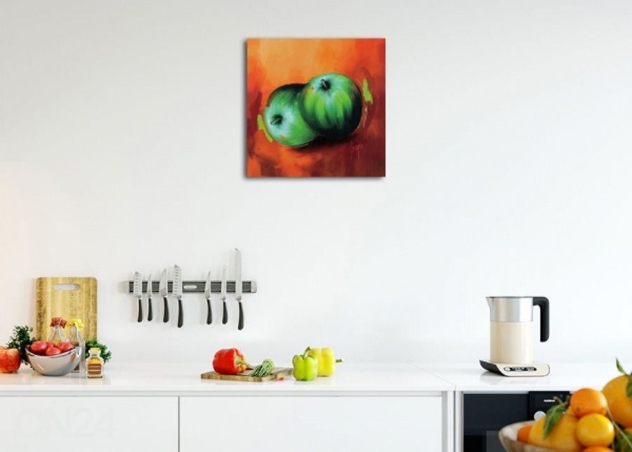 Seinapilt Green apples 3D 30x30 cm suurendatud
