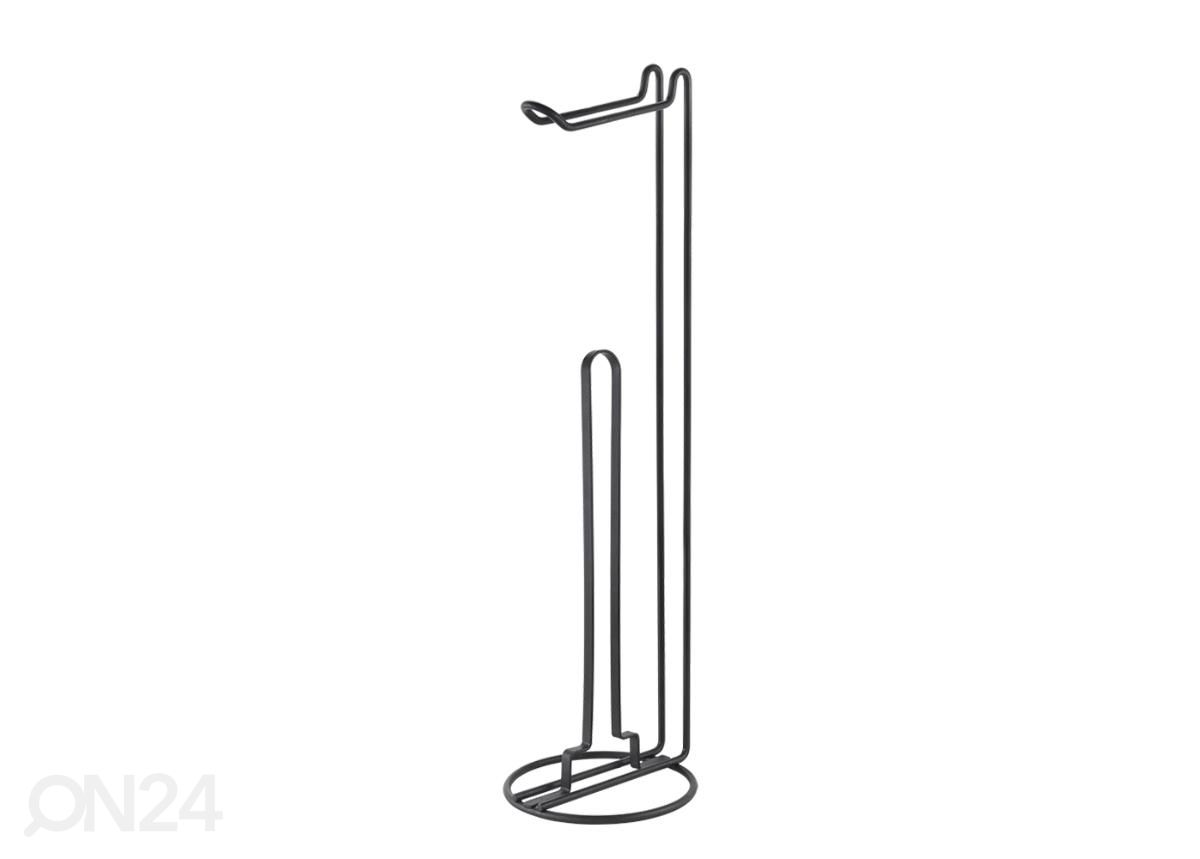 WC-paberihoijda+varurulli hoidja Origin, Ø16x58cm, must suurendatud