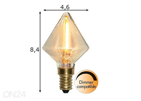 Dekoratiivne LED elektripirn E14, 0,8W mõõdud