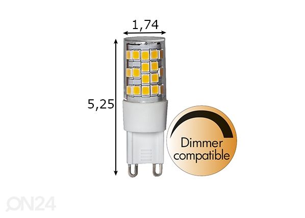 LED elektripirn G9 3,8 W mõõdud