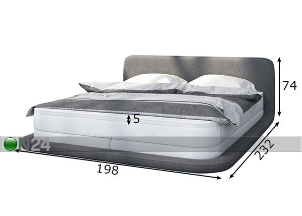 LED valgustusega voodi + madrats 180x200 cm mõõdud