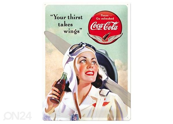 Retro metallposter Coca-Cola Your Thirst Takes Wings 30x40 cm