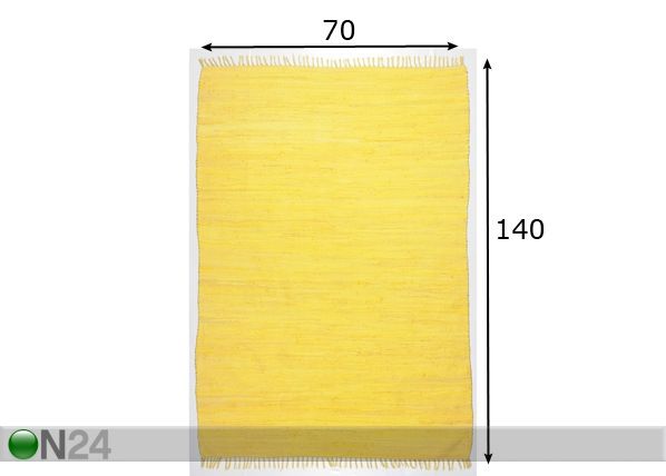 Vaip Happy Cotton 70x140 cm, kollane mõõdud