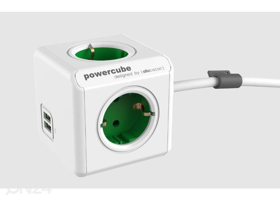 Allocacoc Pikendusjuhe PowerCube 1,5m USB, Green suurendatud