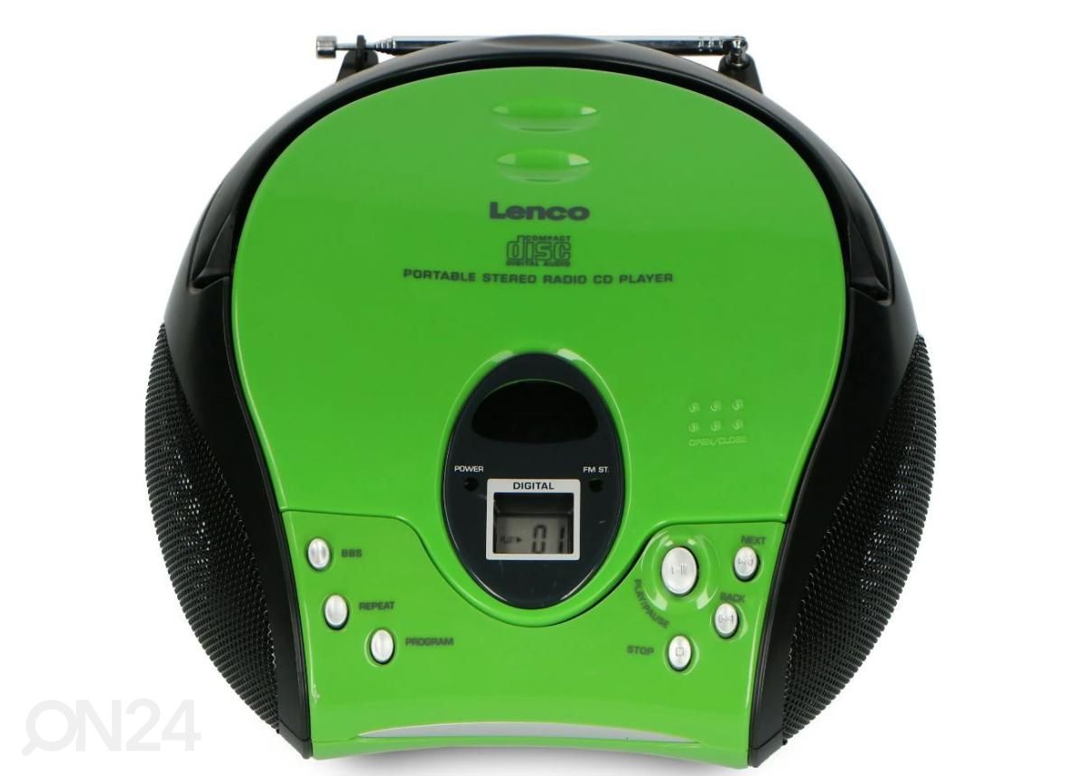CD-raadio Lenco, roheline/must suurendatud