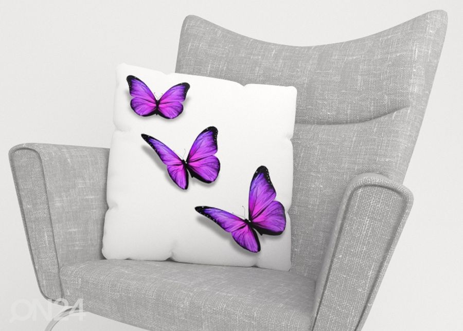 Dekoratiivpadjapüür Purple Butterfly 40x40 cm suurendatud
