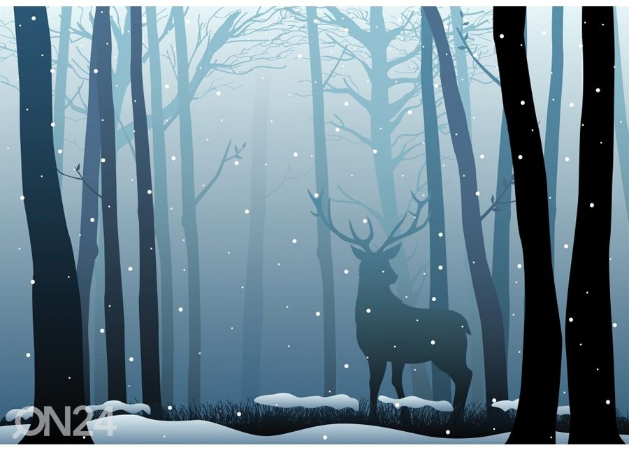 Fototapeet Deer in the dark wood 365x254cm suurendatud