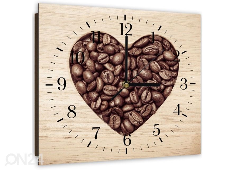 Pildiga seinakell Heart from coffee beans suurendatud