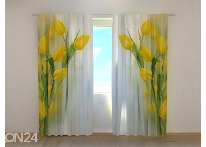 Poolpimendav fotokardin Beautiful Yellow Tulips 240x220 cm suurendatud